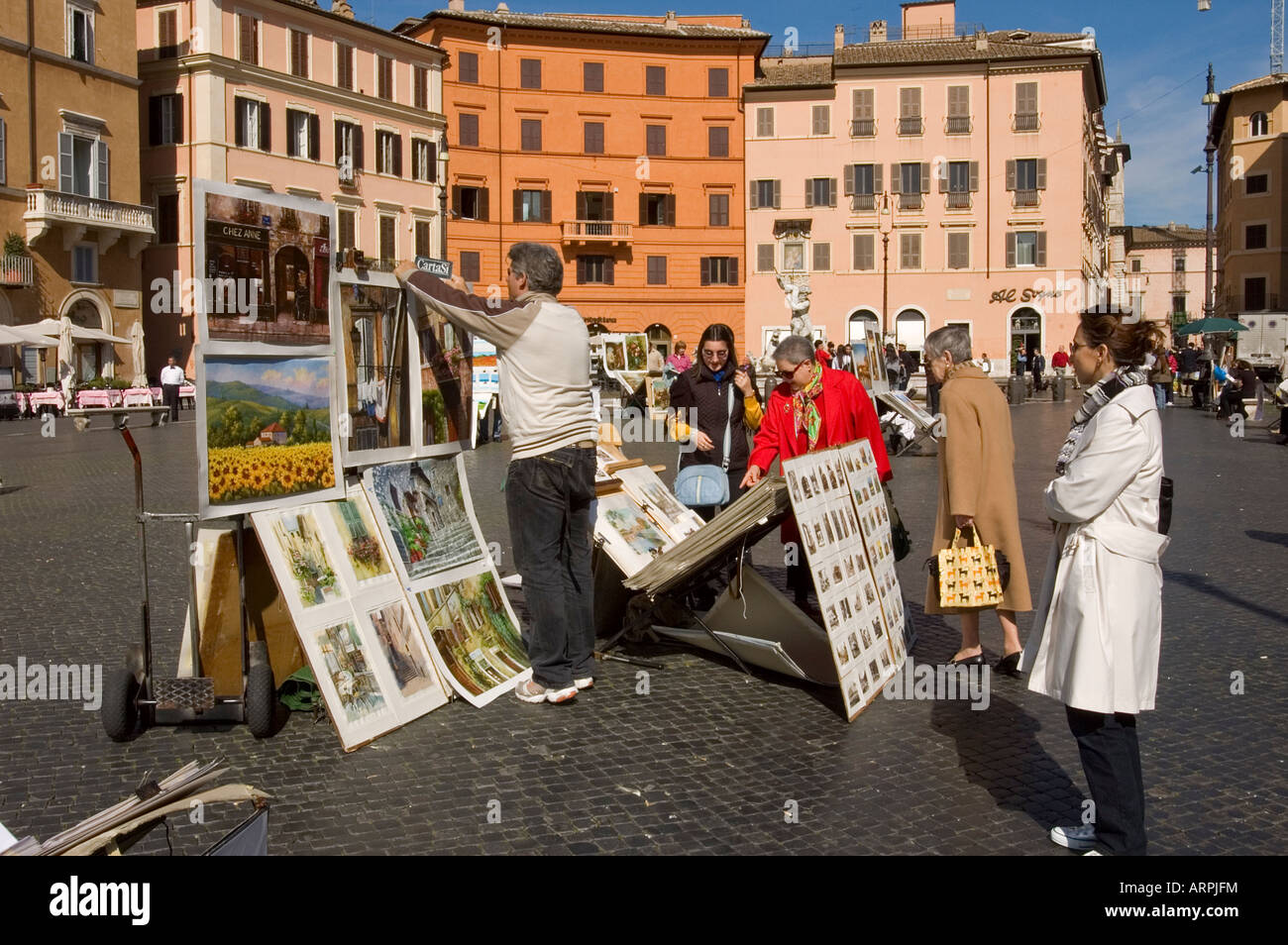Painting displayed at Piazza Navona, Rome, Italy Stock Photo