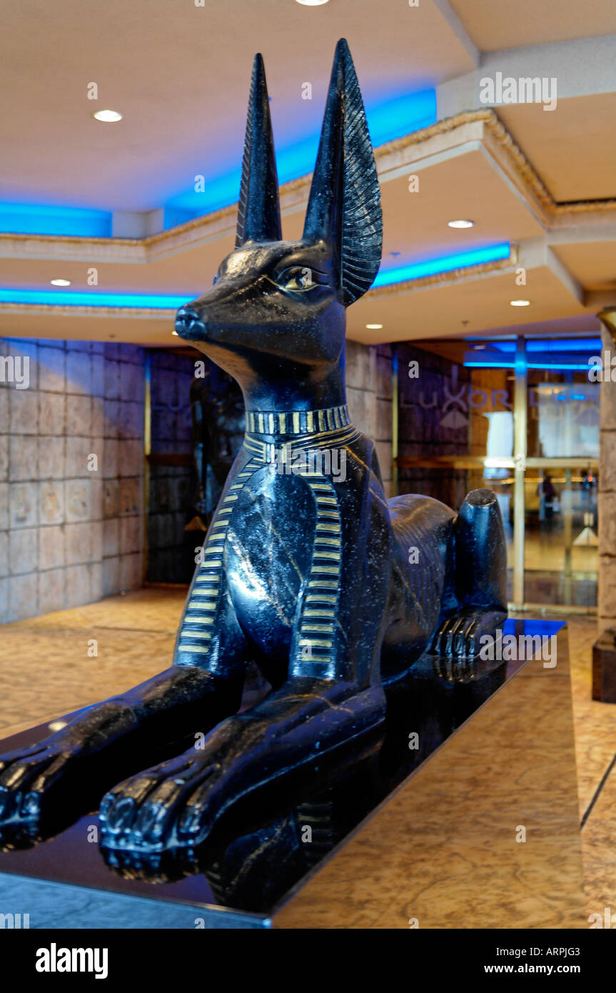 A Statue of an Anubis Dog Guarding the Entrance to the Luxor Hotel