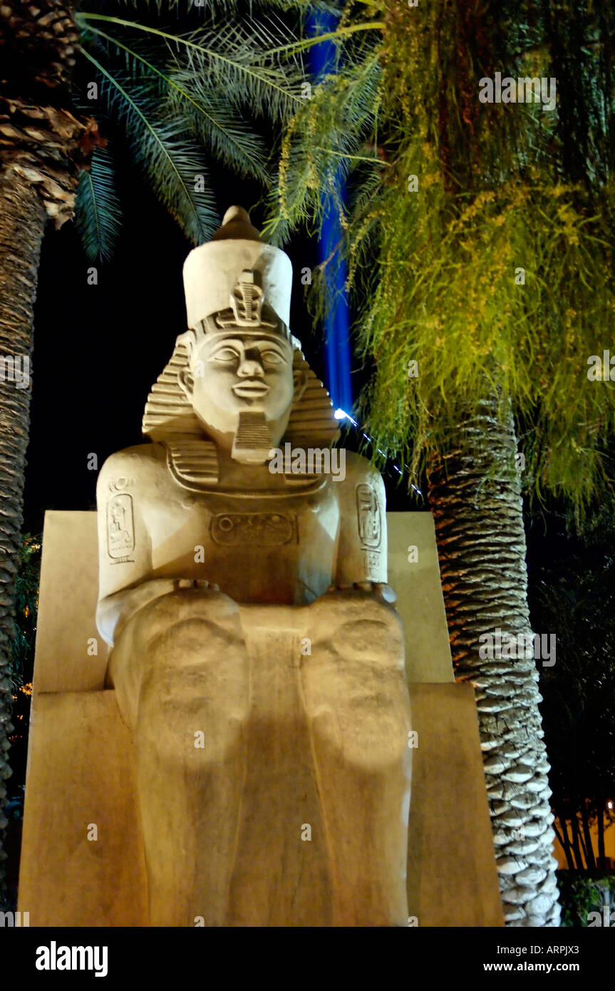 A Portrait Photograph Of The Egyptian Pharaoh Statue Outside - 