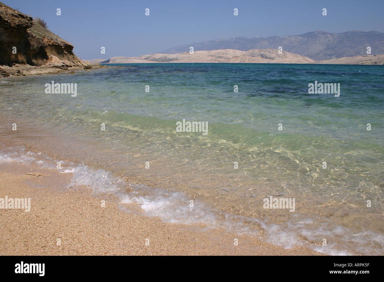 Adriatic Beach on Island of Pag, Dalmatia, Croatia. Stock Photo