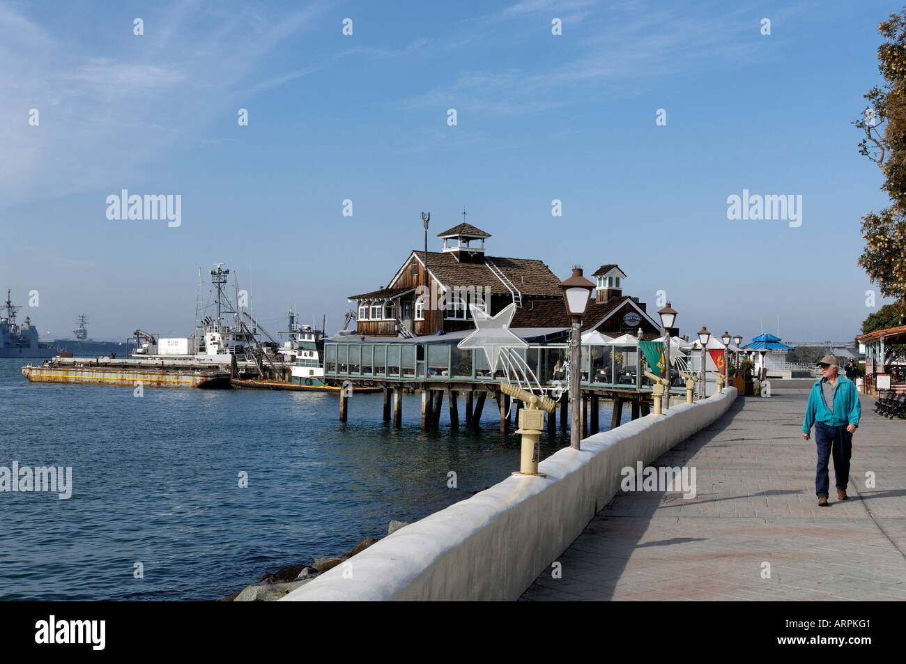San Diego Harbour at Seaport Village in San Diego, California Stock Photo