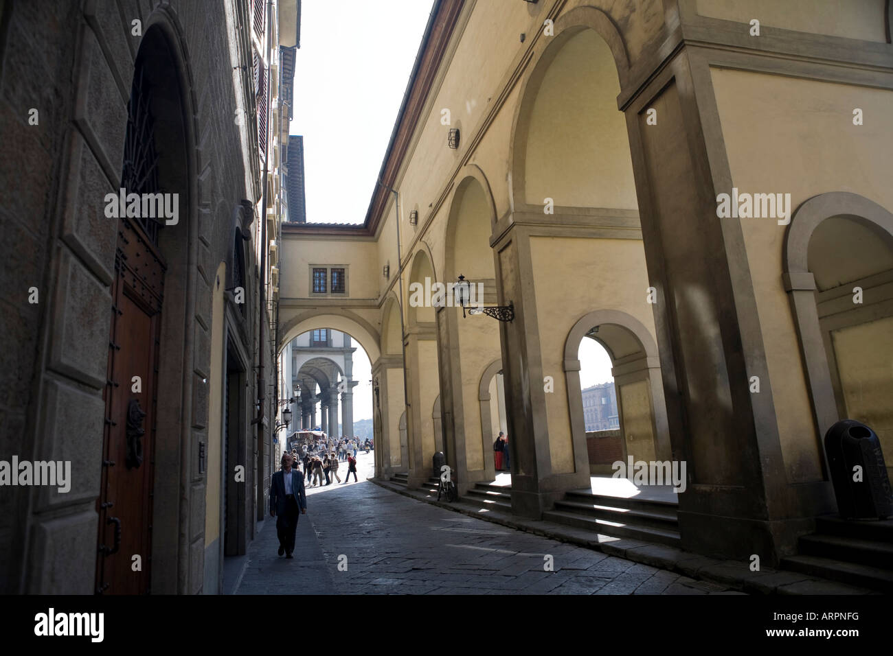 Covered passage between palazzo Vecchio and Ponte Vecchio - Lungarno Archibusieri - Florence - Italy Stock Photo