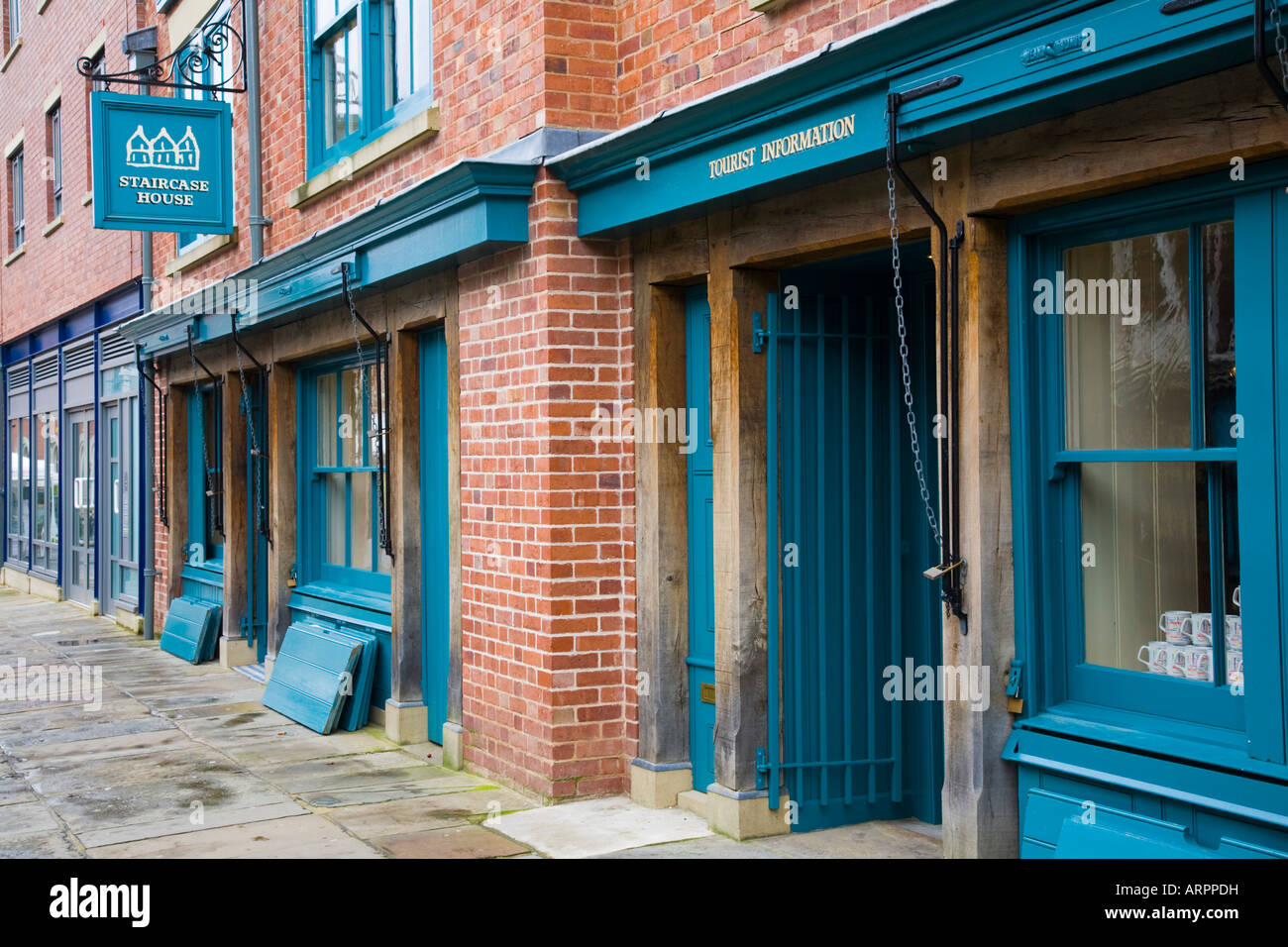 Tourist Information and Staircase House. Stockport Market, Stockport, Greater Manchester, United Kingdom. Stock Photo