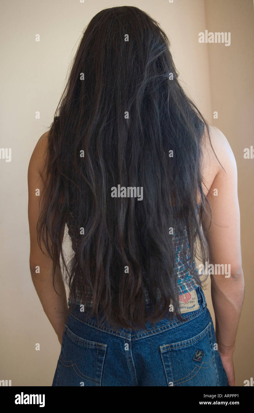 Thick hair rear view hi-res stock photography and images - Alamy
