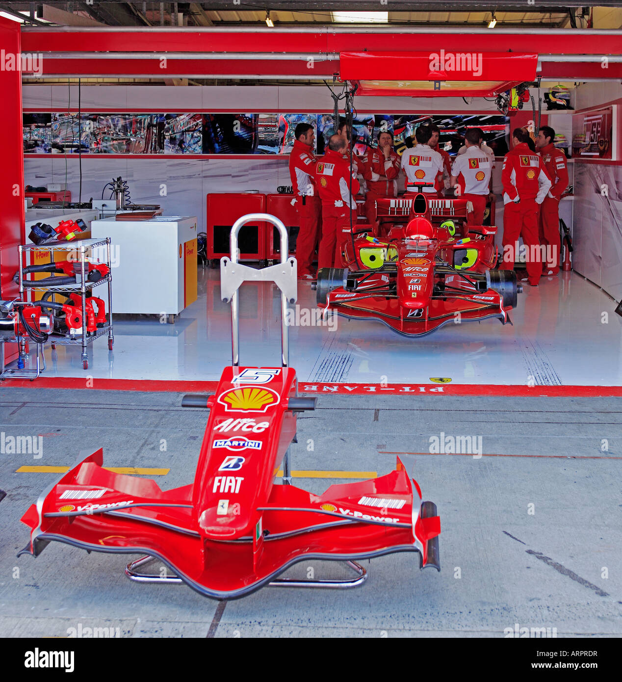 0182 Ferrari Pit F1 British Gp 07 Silverstone England Stock Photo