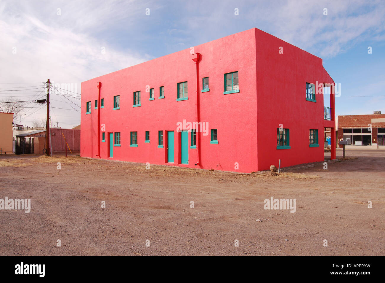 Pink apartment house in Truth or Consequences New Mexico Stock Photo Alamy