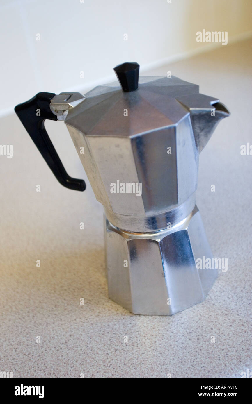 Stovetop espresso maker on camping stove, Fondo, Trentino, Italy Stock  Photo - Alamy