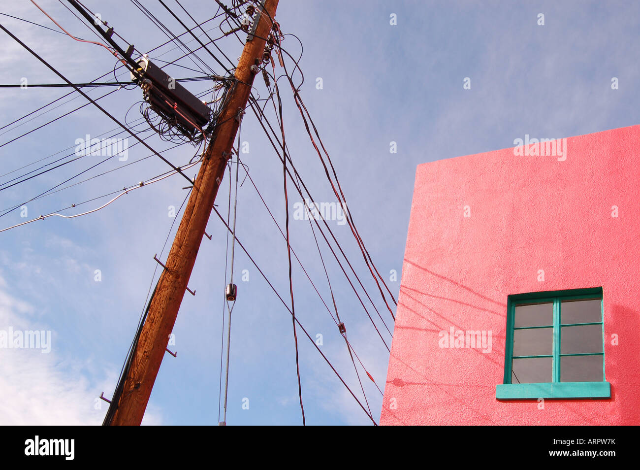 Pink apartment house in Truth or Consequences New Mexico Stock Photo