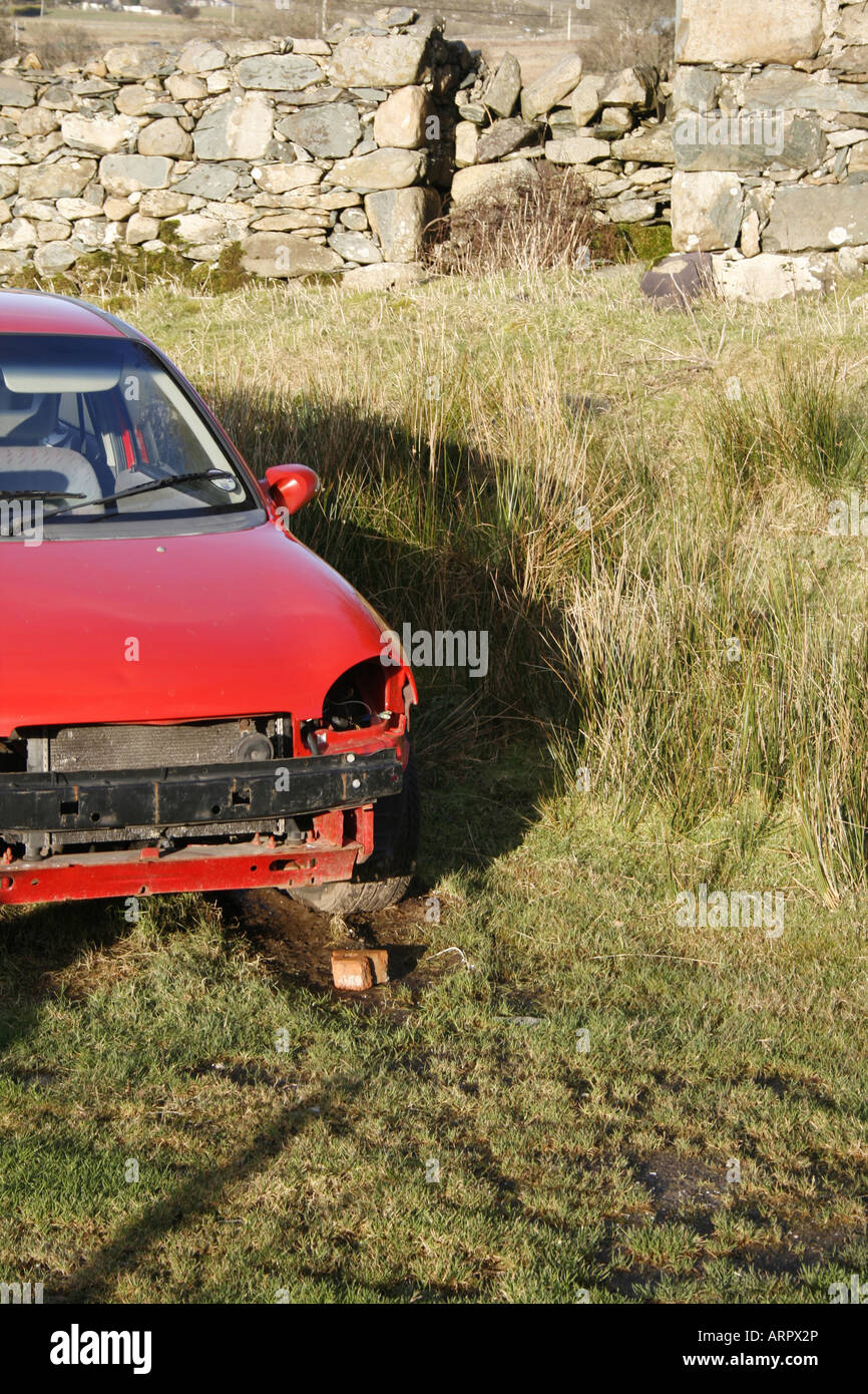 red car in field Stock Photo