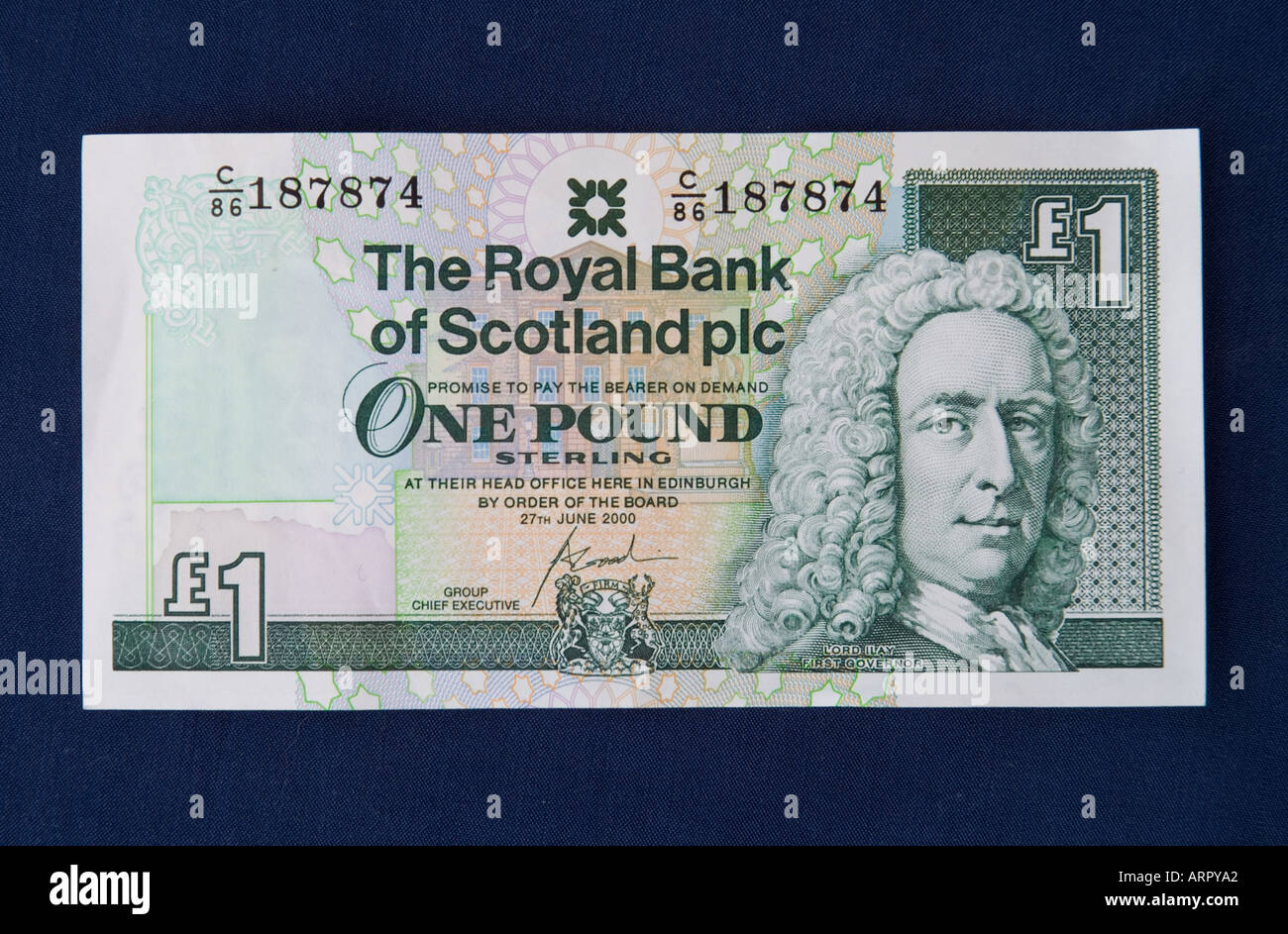 dh Royal Bank of Scotland MONEY SCOTLAND UK Scottish one pound note banknote 1 rbs cut out notes Stock Photo