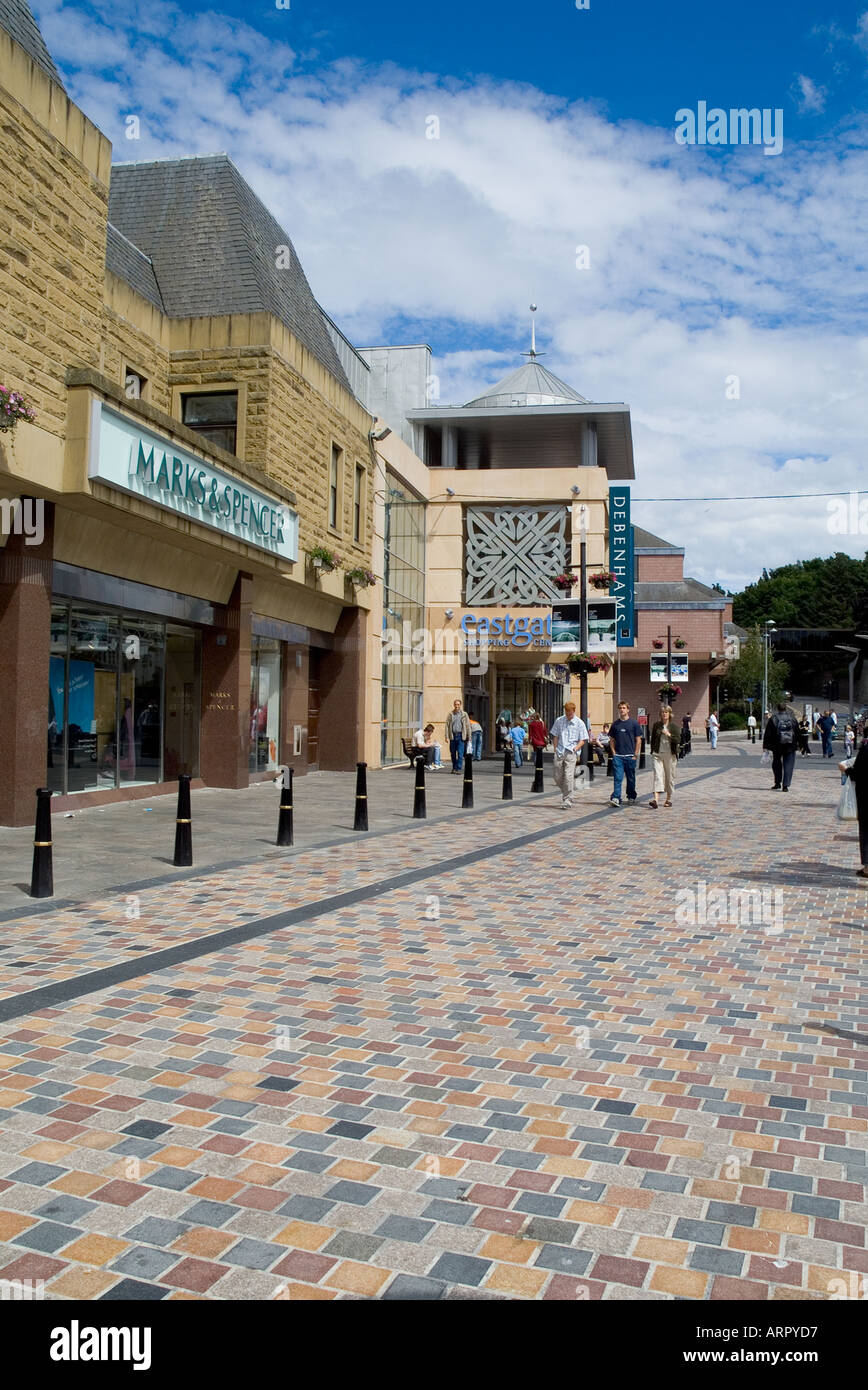 dh Eastgate INVERNESS INVERNESSSHIRE High street pedestrian precinct entrance to shopping centre shops city shop marks spencer store town scotland Stock Photo