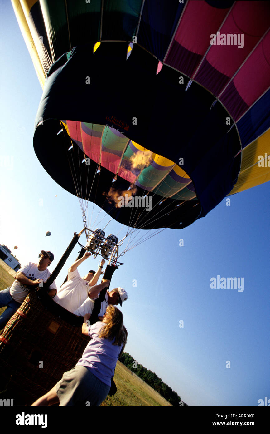 Hot air balloon being prepared for lift off Hudson Valley New York Stock Photo