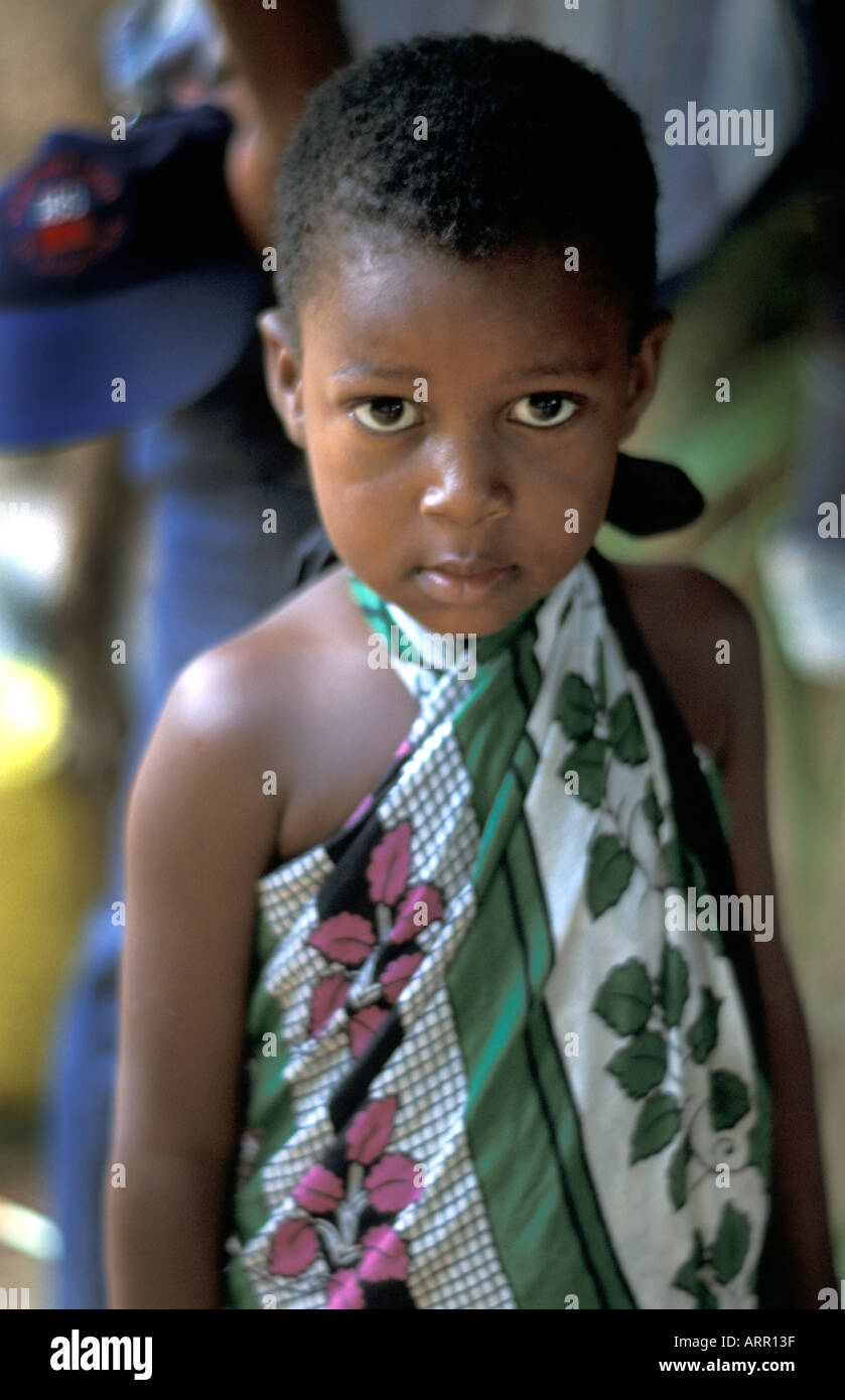 AFRICA KENYA KALIFI Proud young Kenyan girl dressed in traditional kanga cloth Stock Photo