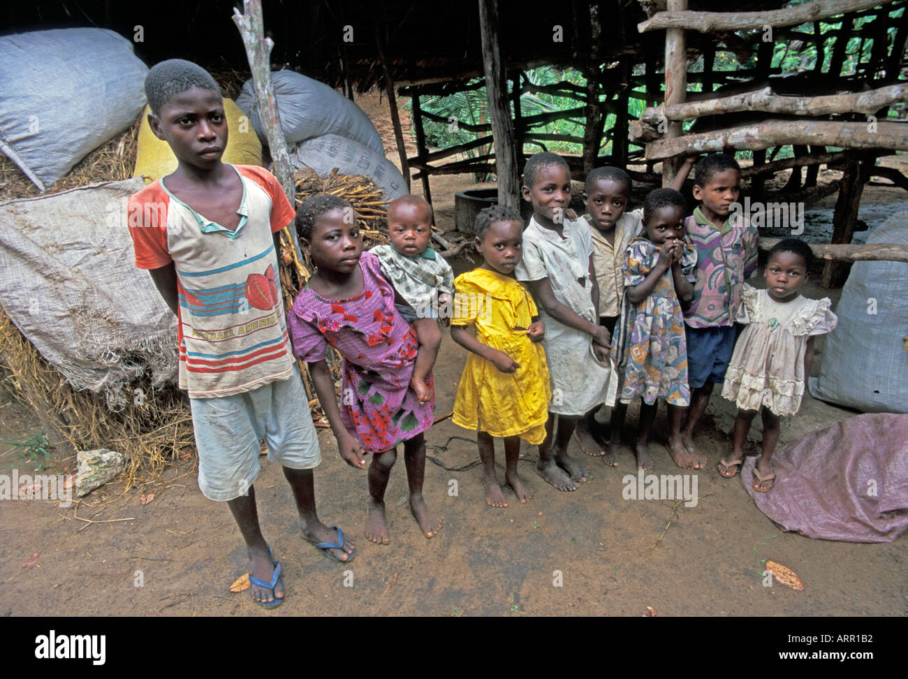 AFRICA KENYA KWALI Young Kenyan children taking care of their baby