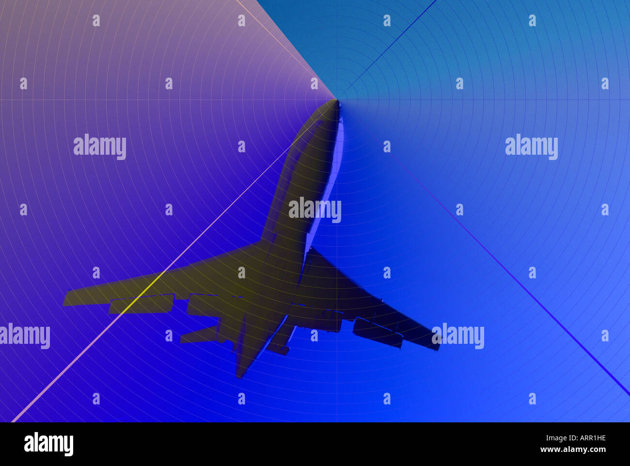 commercial jet sending radar signals as it takes off from international airport in Tampa Florida