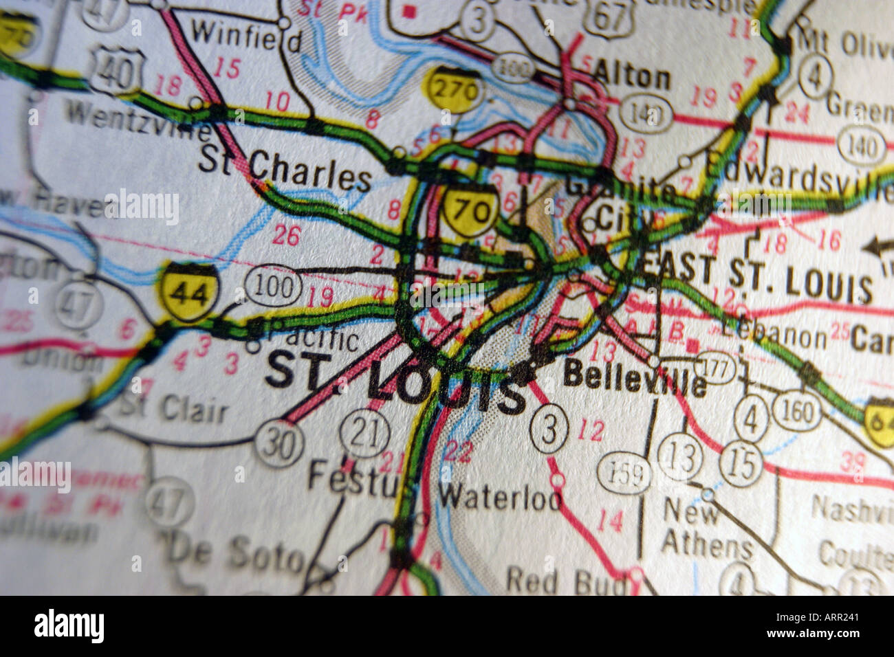 Close up map of saint louis missouri Stock Photo - Alamy