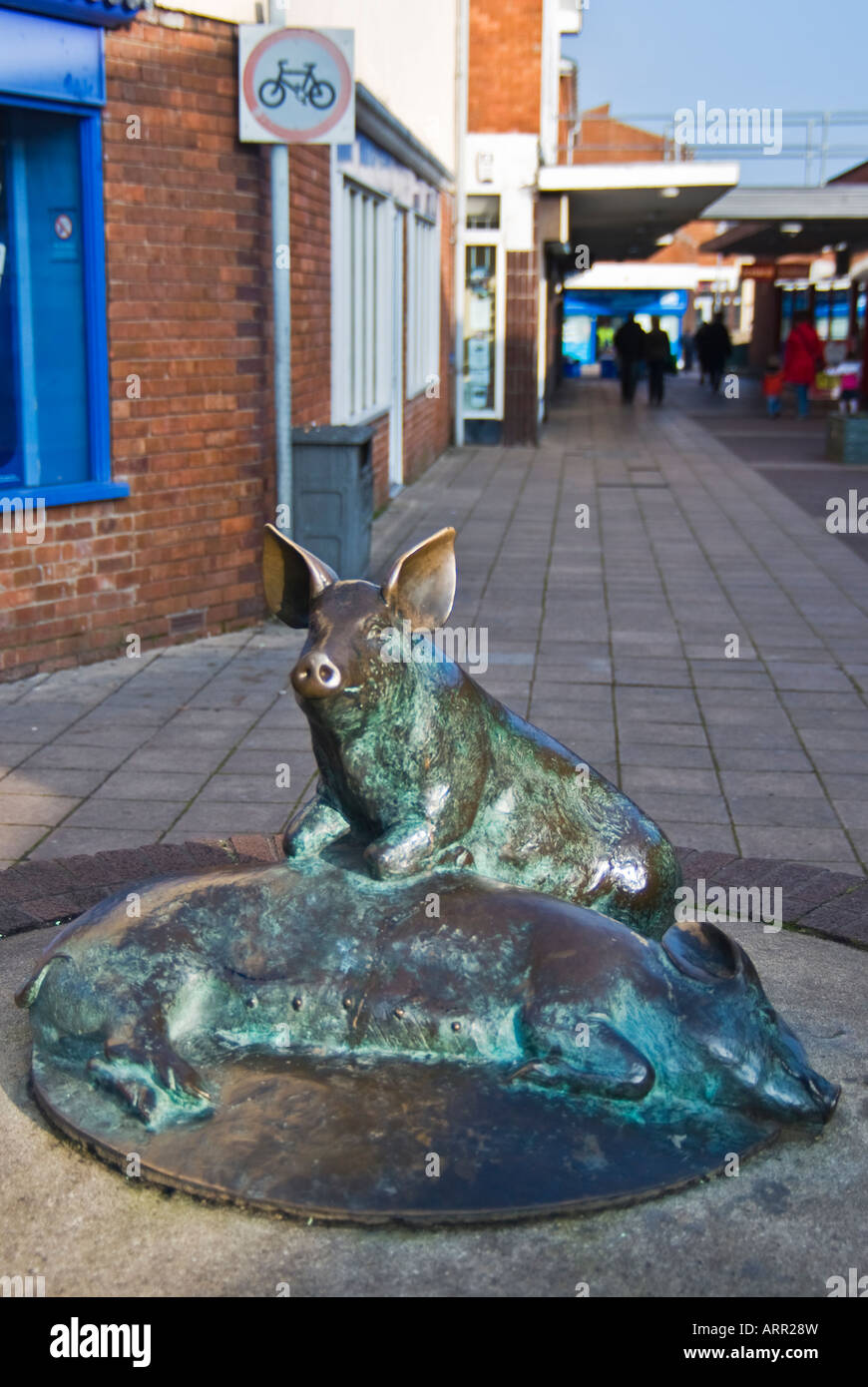 The Pigs a sculpture by 'Richard Cowdy' in Calne Wiltshire England UK