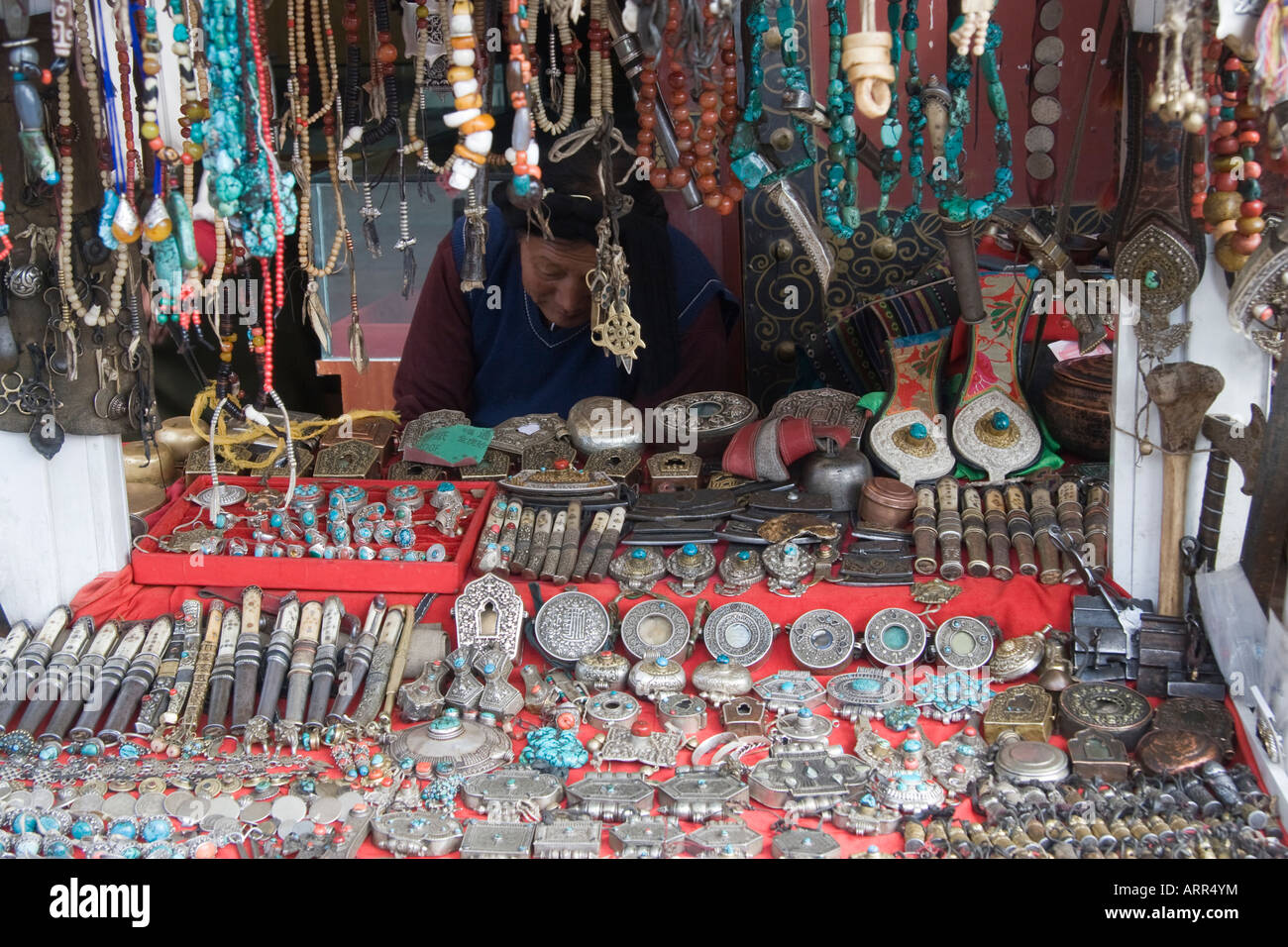 Souvenir shop at Barkhor street Lhasa Tibet Stock Photo Alamy