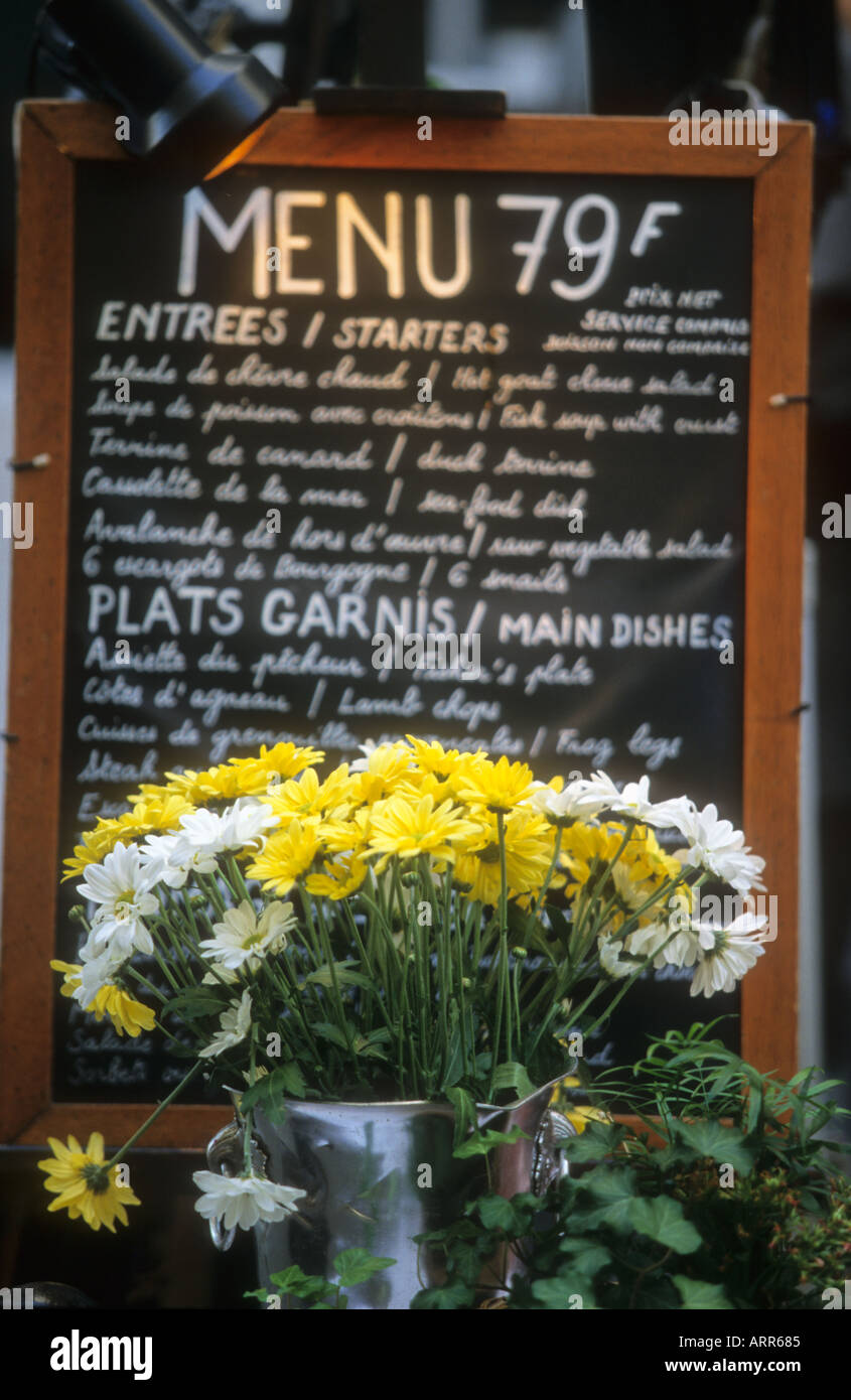 Menus of french restaurant Paris Stock Photo