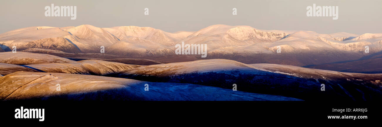 The Cairngorms mountain range from the south east, from Glas Maol Stock Photo