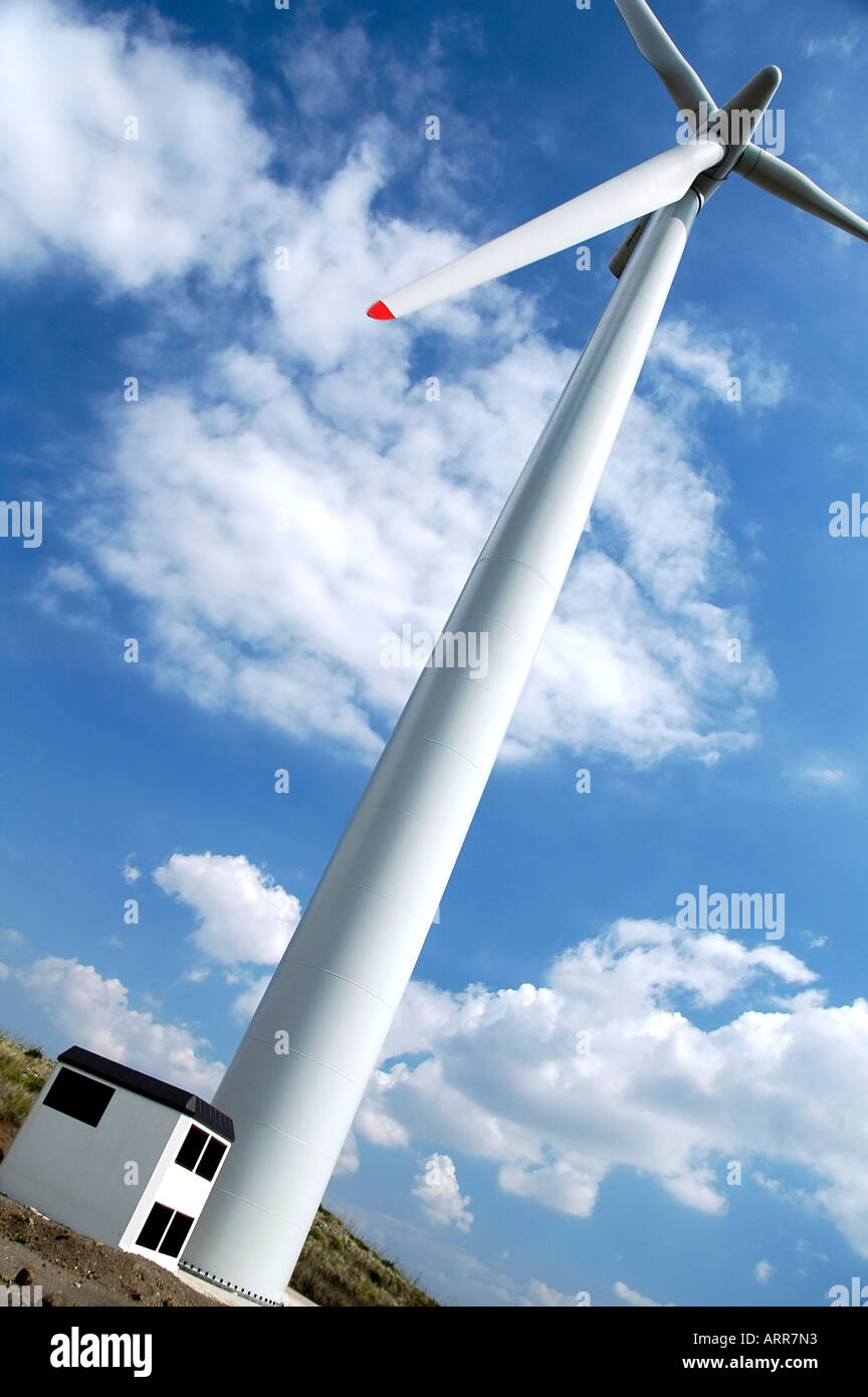 wind turbine in clear blue sky with nobody Stock Photo - Alamy