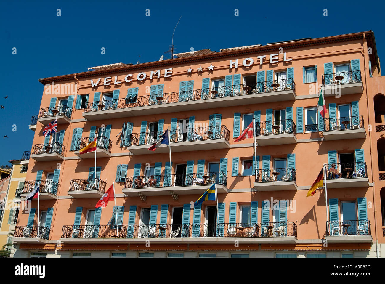 The Welcome hotel of Villefranche sur Mer Stock Photo