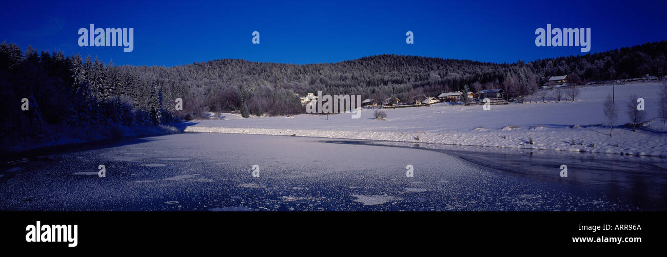 frozen lake Bavarian Forest Bavaria Germany Europe. Photo by Willy Matheisl Stock Photo