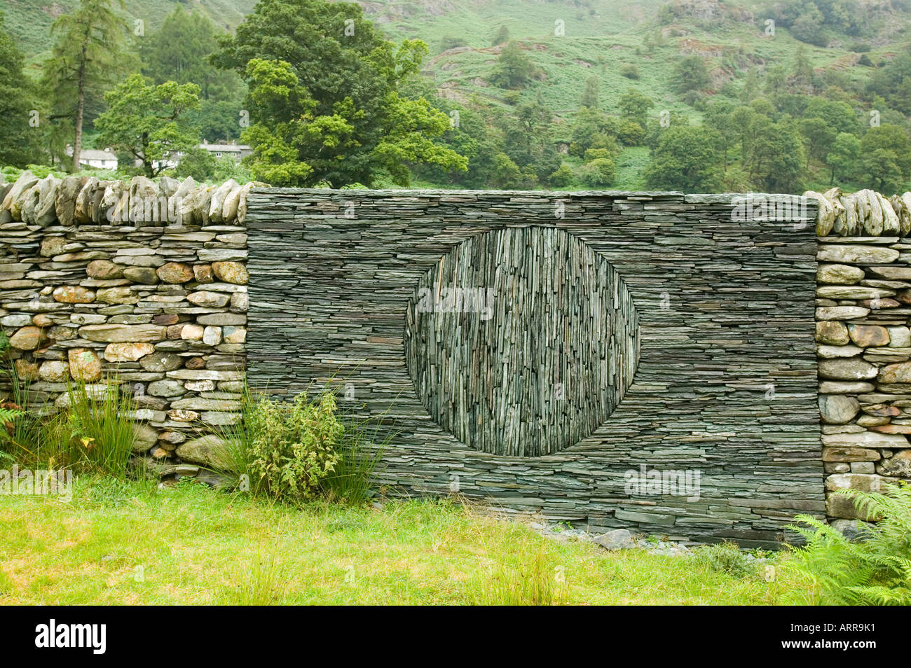 an Andy goldsworthy artwork/sculpture in  a sheep fold at tilberthwaite, coniston, Lake district, UK Stock Photo