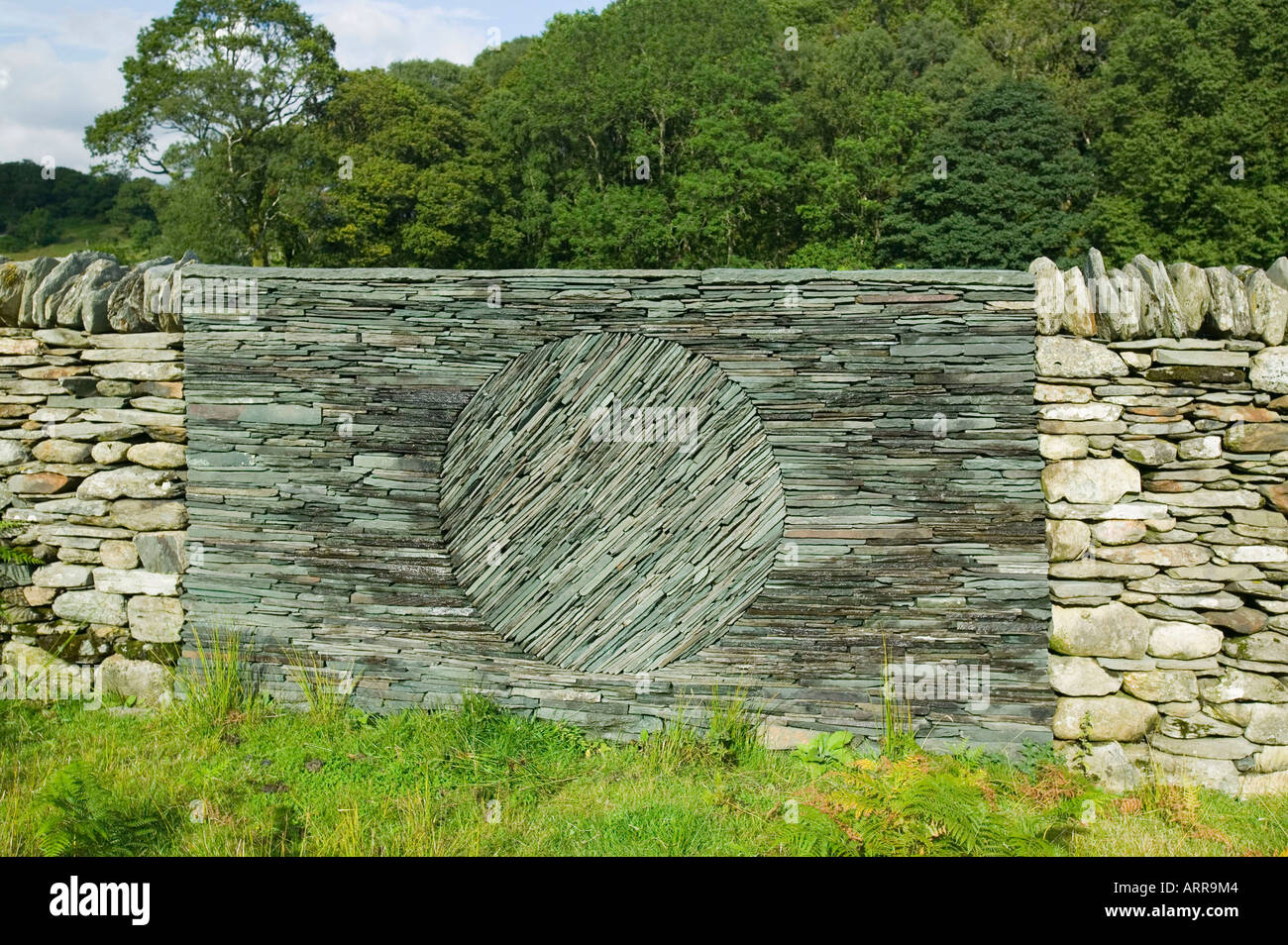 an Andy goldsworthy art project built into a sheep fold in Tilberthwaite, Coniston, Lake district, UK Stock Photo
