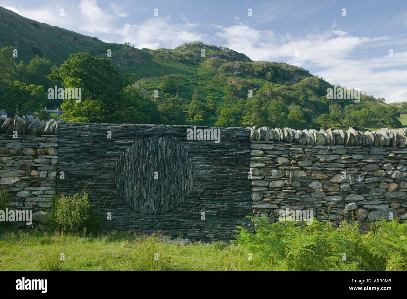 an Andy goldsworthy art project built into a sheep fold in Tilberthwaite, Coniston, Lake district, UK Stock Photo