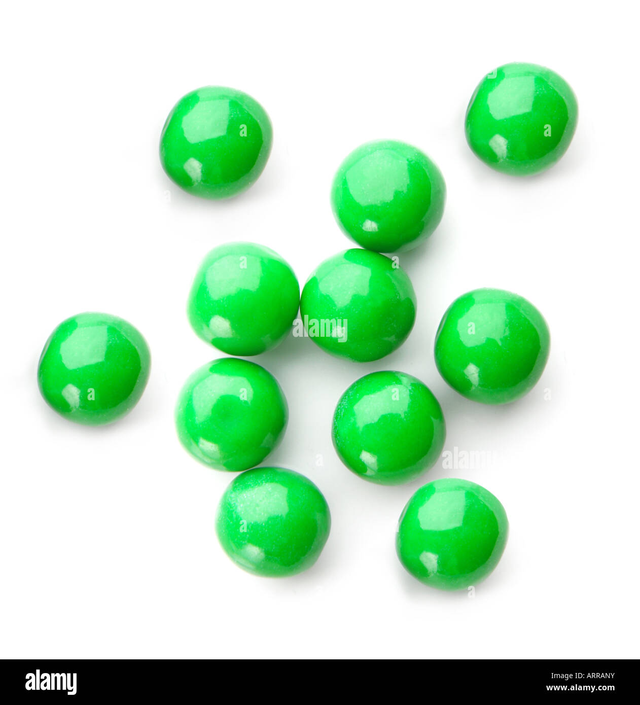 green bubble gum balls isolated on white Stock Photo
