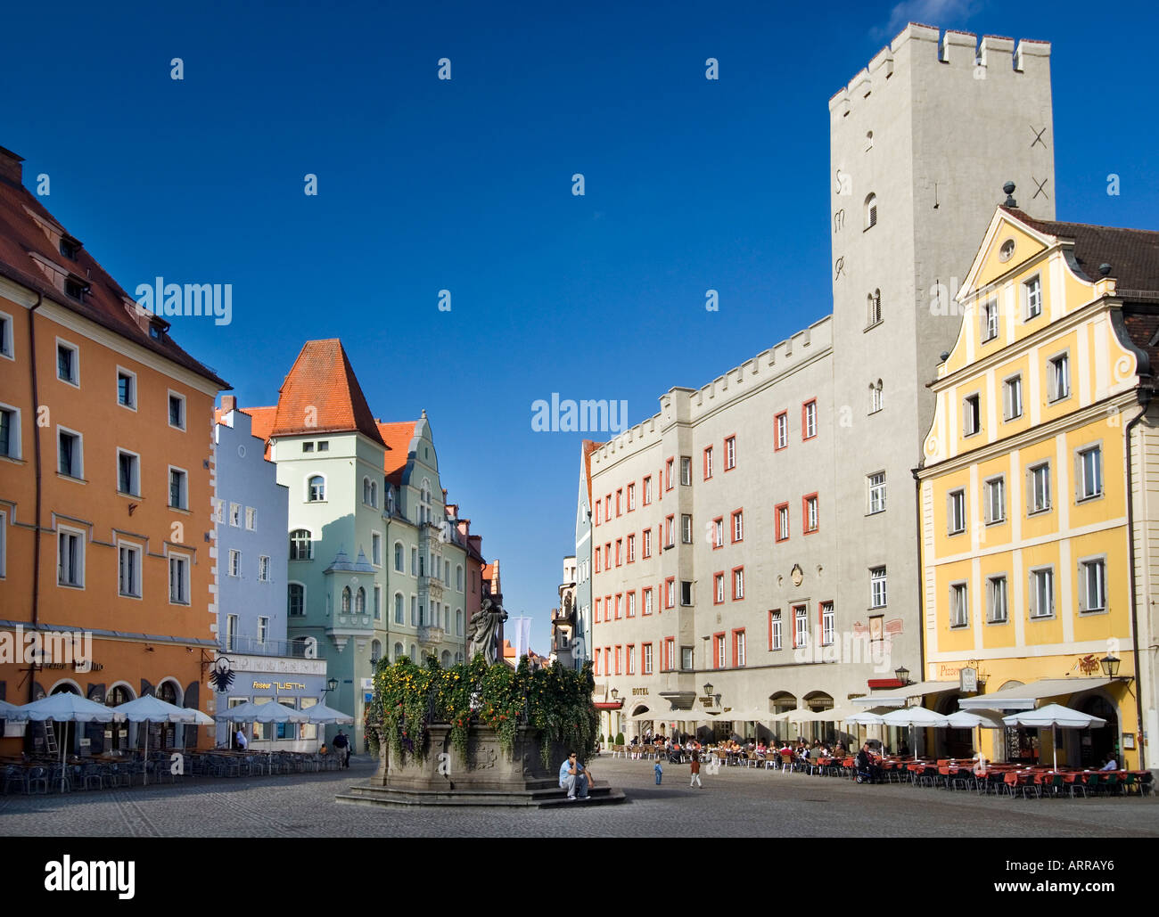 REGENSBURG Haidplatz centrum city town place Goldenes Kreuz golden ...