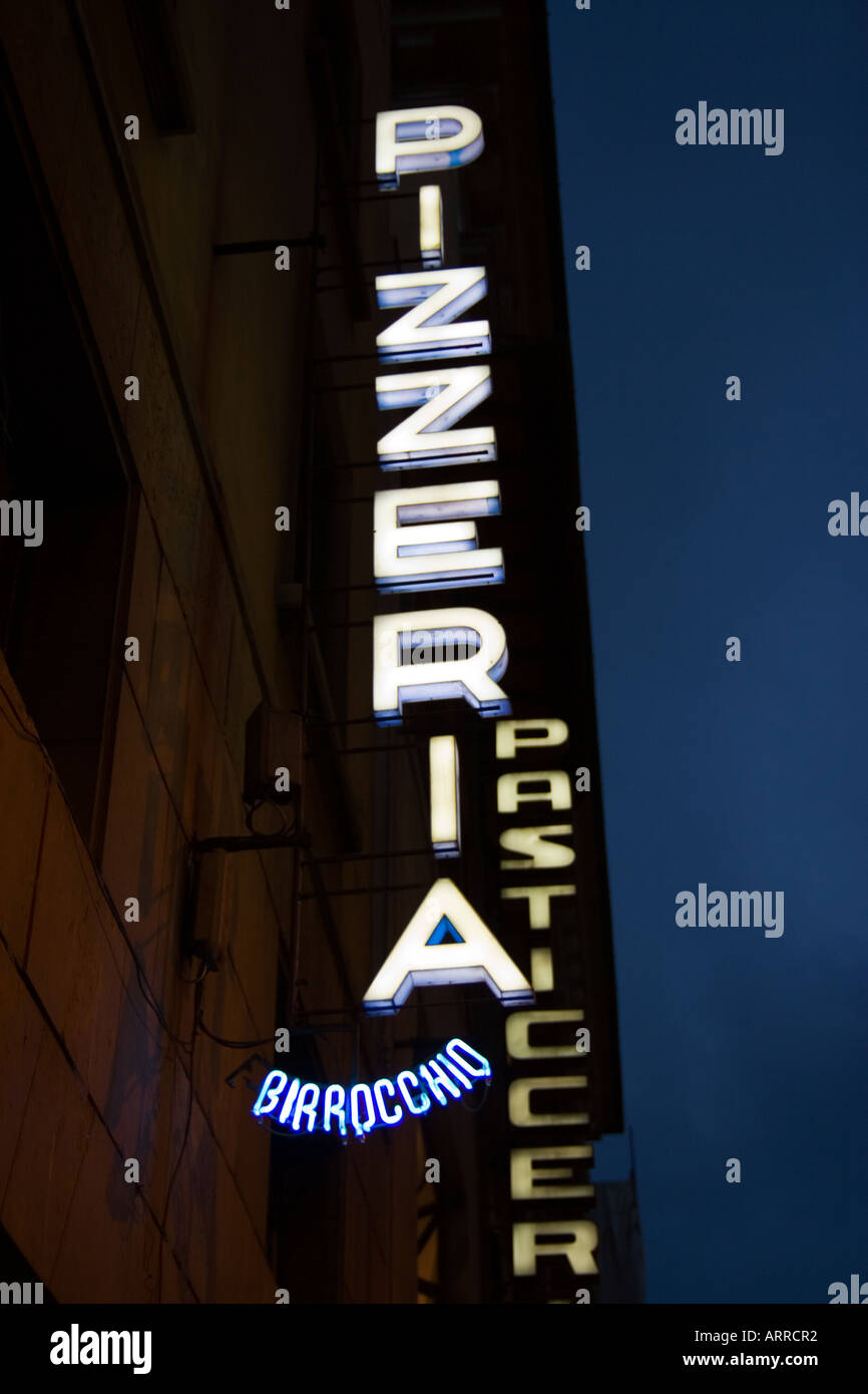 Florence Tuscany Italy Pizzeria neon sign against night sky Stock Photo ...