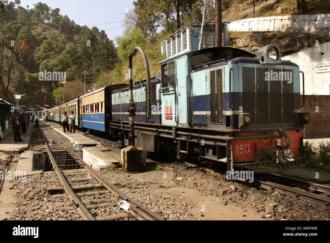 India Himachal Pradesh transport Shimla to Kalka narrow gauge railway Barog Station Stock Photo