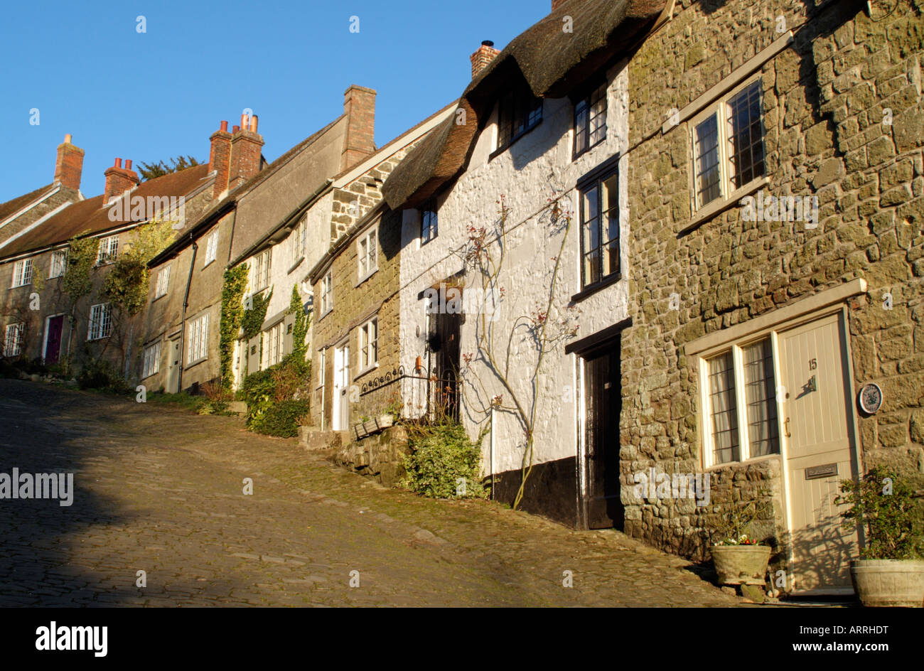 Gold Hill made famous by Hovis Advertisement in Shaftesbury Dorset
