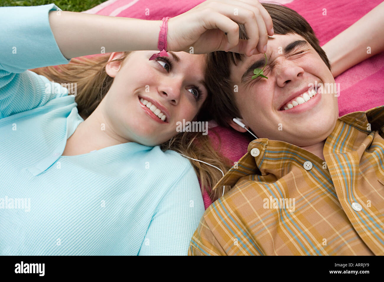 Teenage couple fooling around Stock Photo Alamy