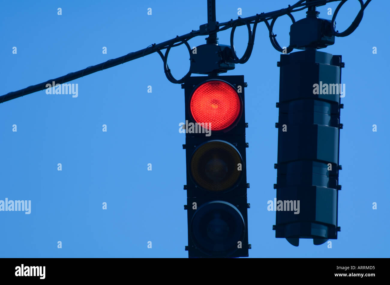 traffic stop lights at dusk Stock Photo Alamy