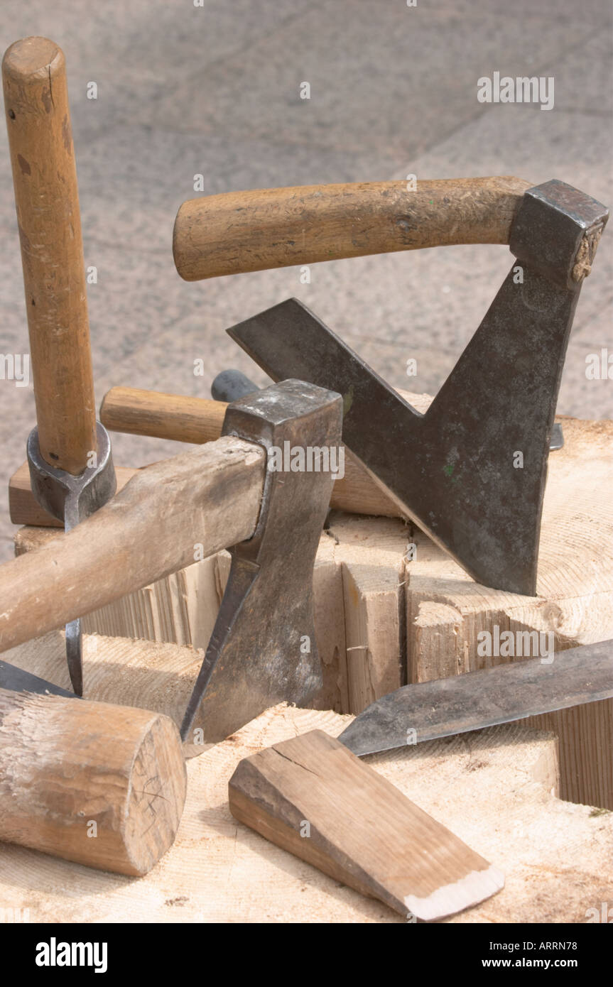 Traditional wood working tools Stock Photo