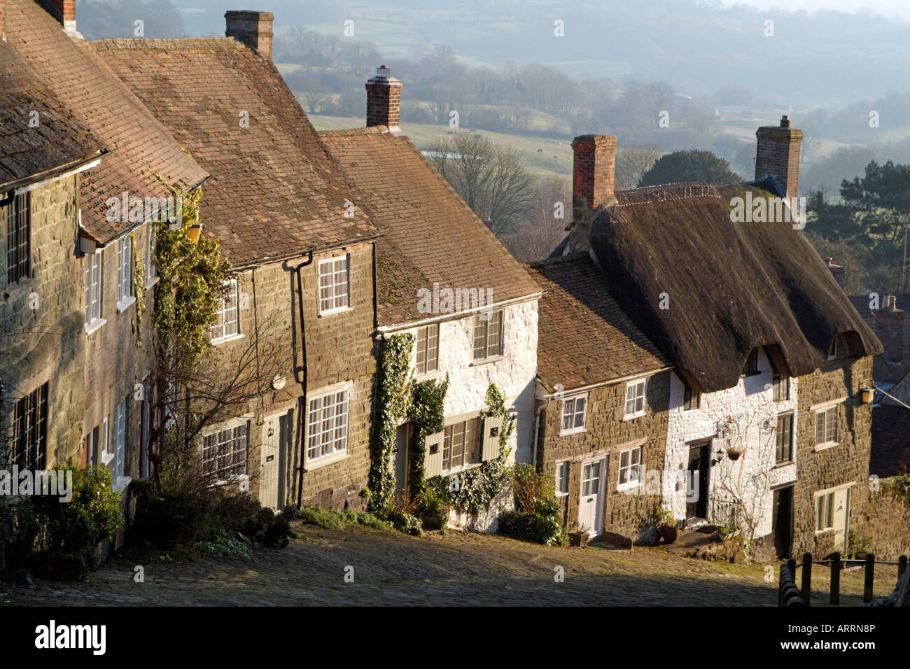 Gold Hill made famous by Hovis Advertisement in Shaftesbury Dorset