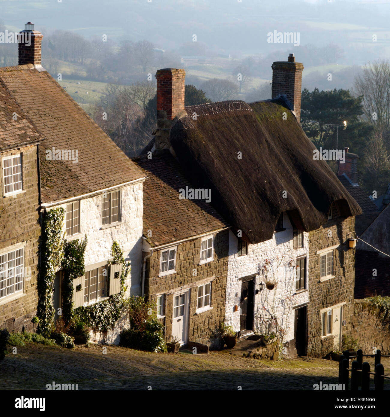 Gold Hill made famous by Hovis Advertisement in Shaftesbury Dorset