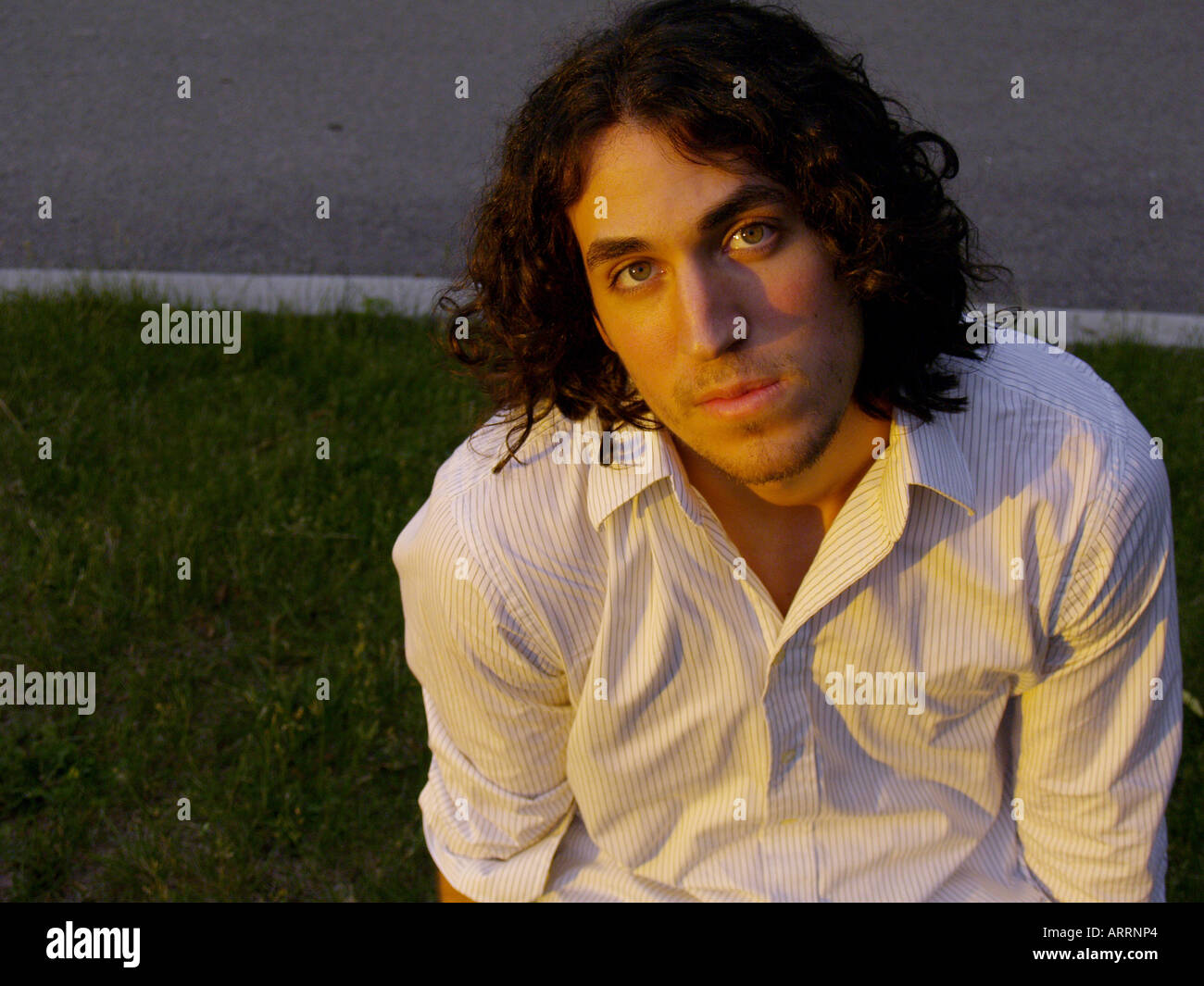 White Male 25 Years Old Dark Curly Hair Long Hair Green Eyes