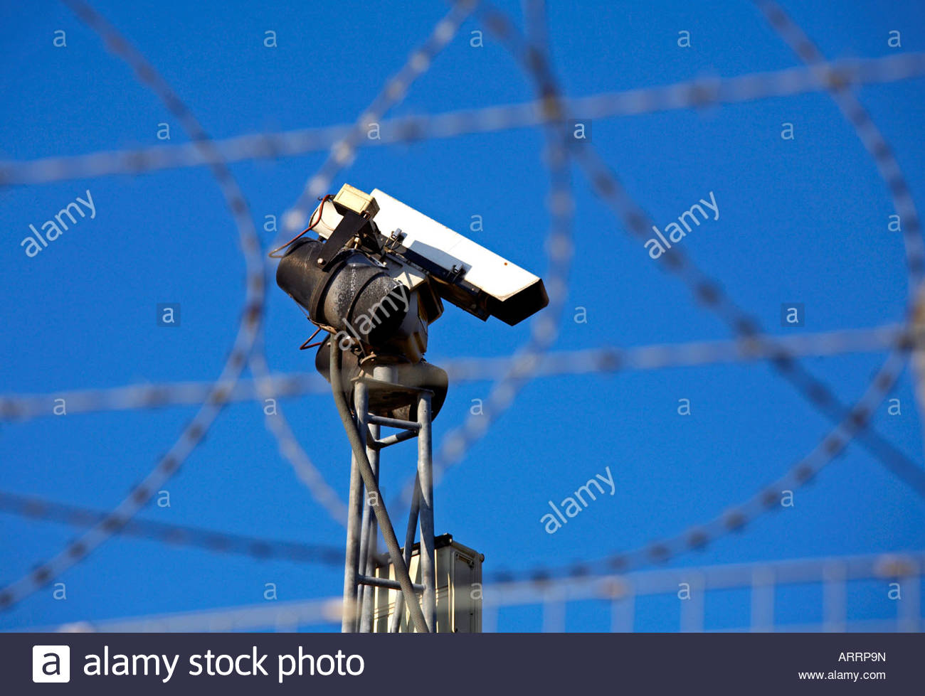 Razor wire fence cctv camera hi-res stock photography and images - Alamy