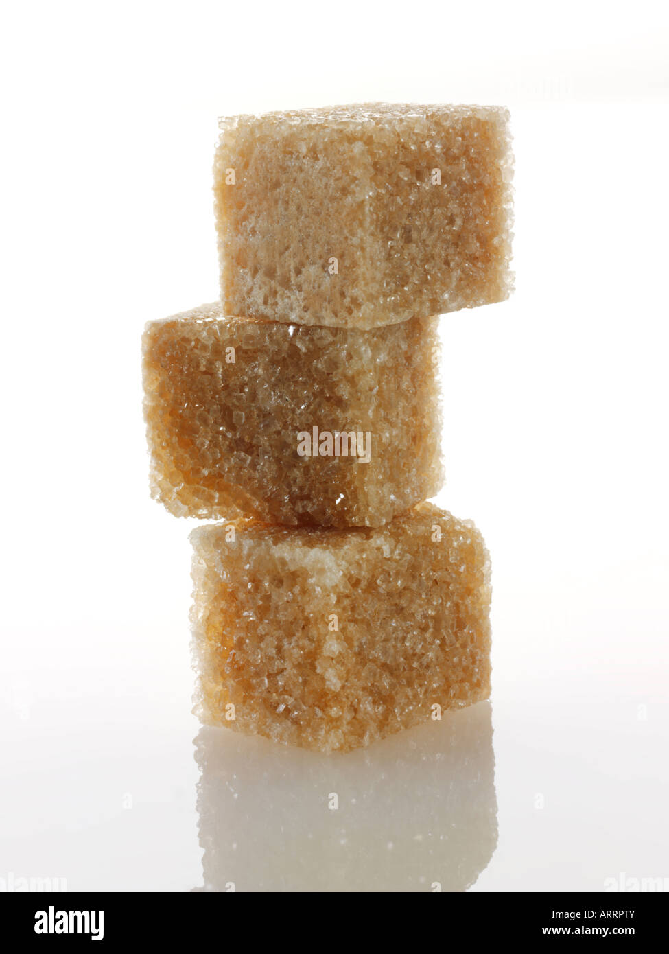 Brown Demerara Sugar cubes Stock Photo