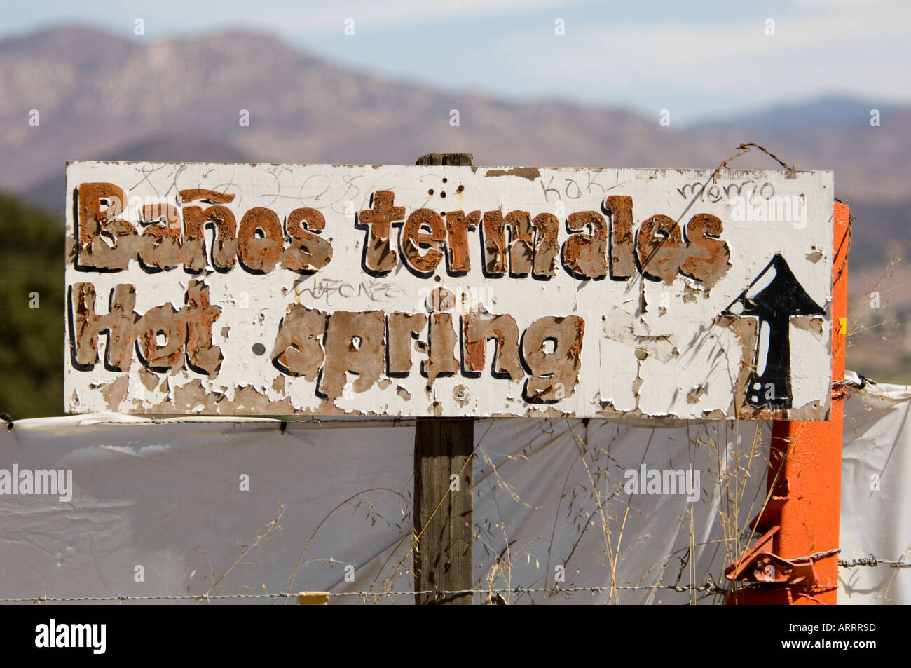 Hot Spring Sign Sign for Hot Springs in Baja California, Mexico Stock Photo - Alamy