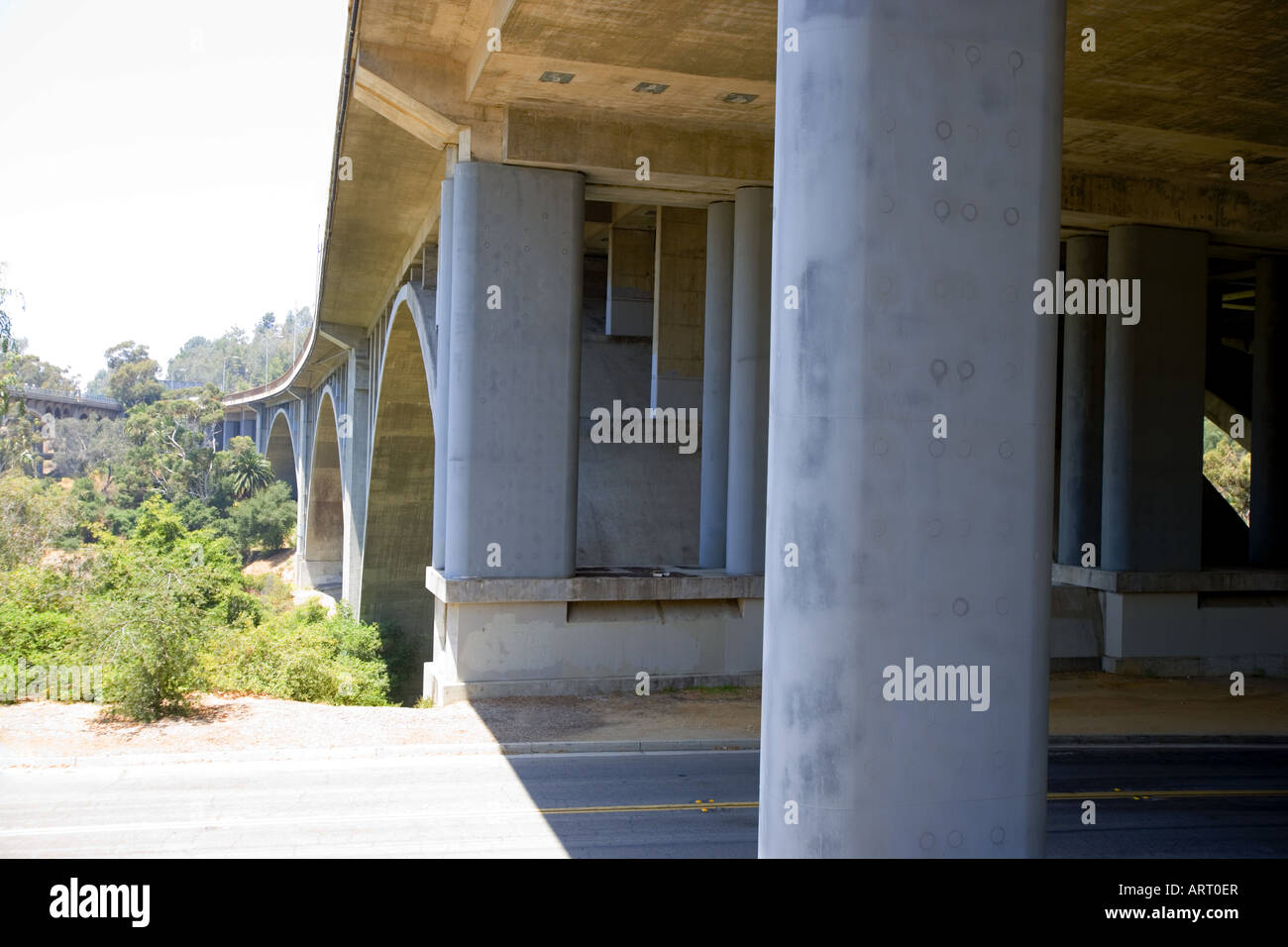 Profile view of train trestle Stock Photo - Alamy