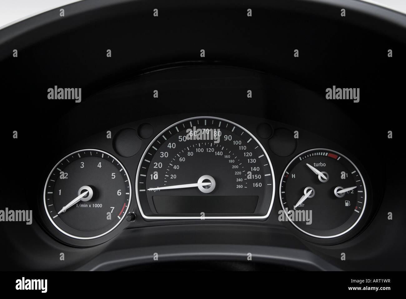 2008 Saab 9-3 Sport Combi in Silver - Speedometer/tachometer Stock Photo