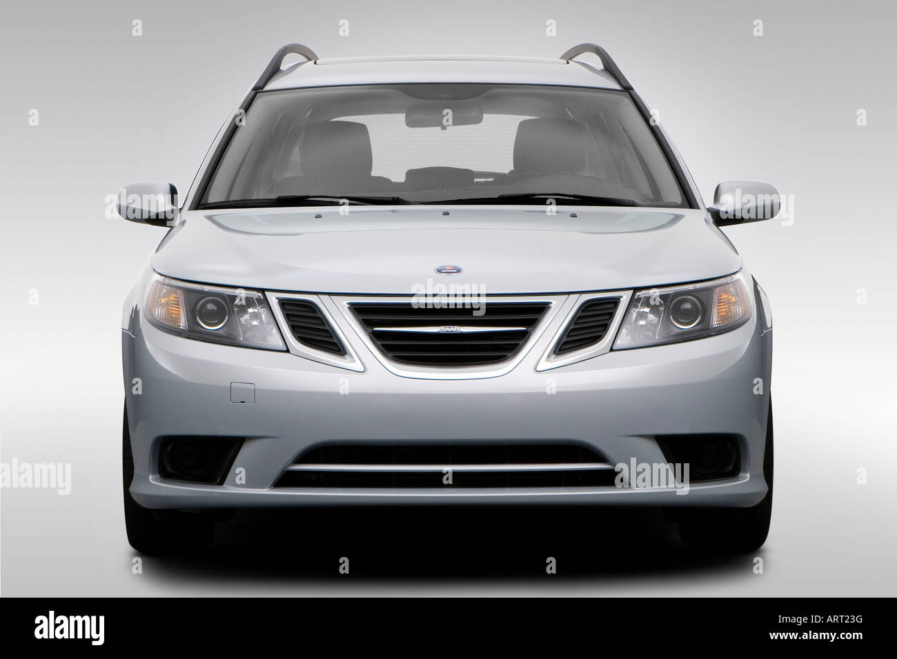 2008 Saab 9-3 Sport Combi in Silver - Low/Wide Front Stock Photo