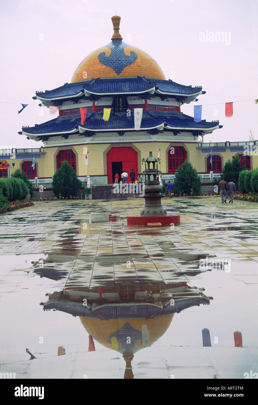 Genghis Khan Mausoleum after a rain storm, Xinjie Town, Inner Mongolia, China Stock Photo