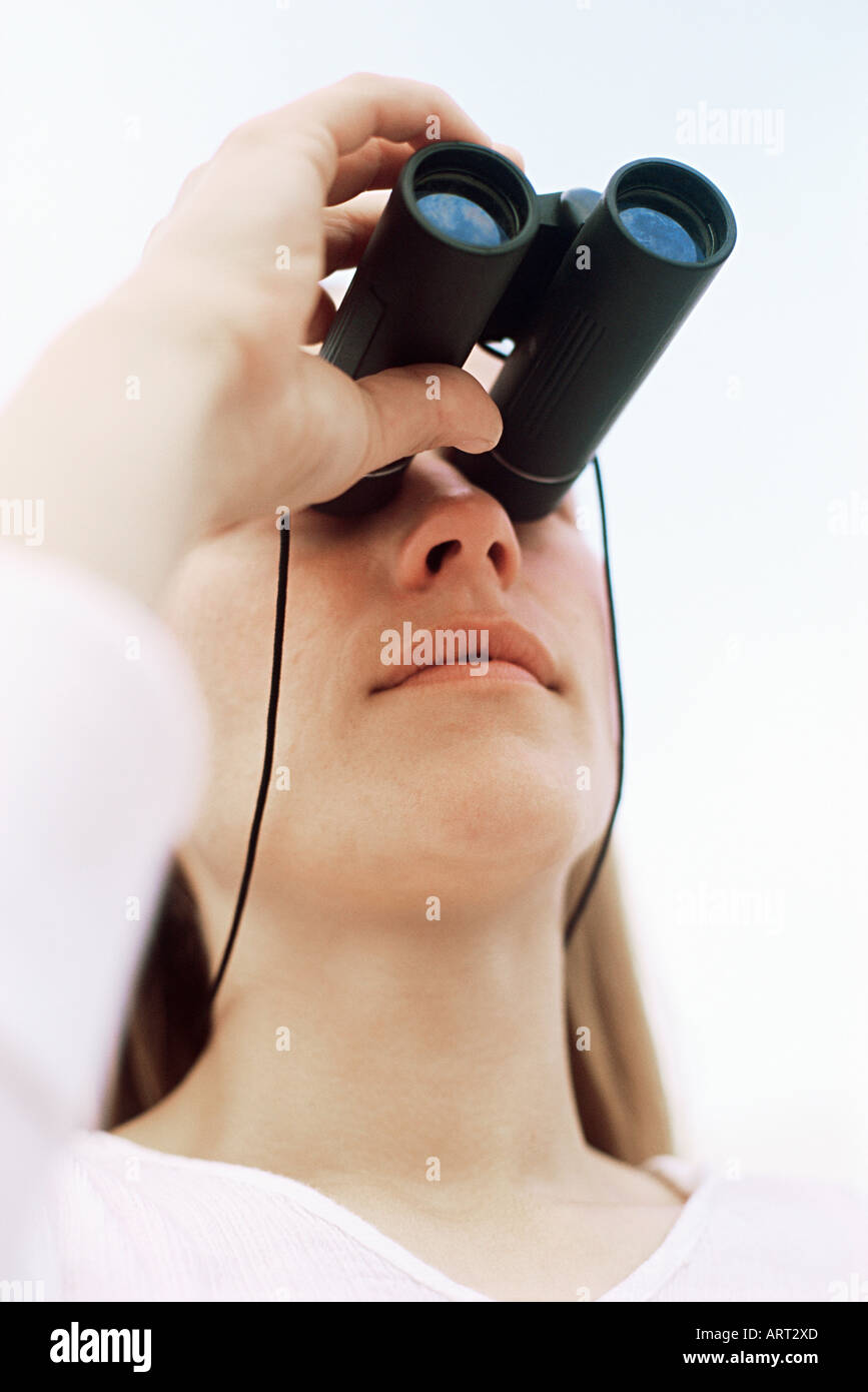 Person with binoculars Stock Photo