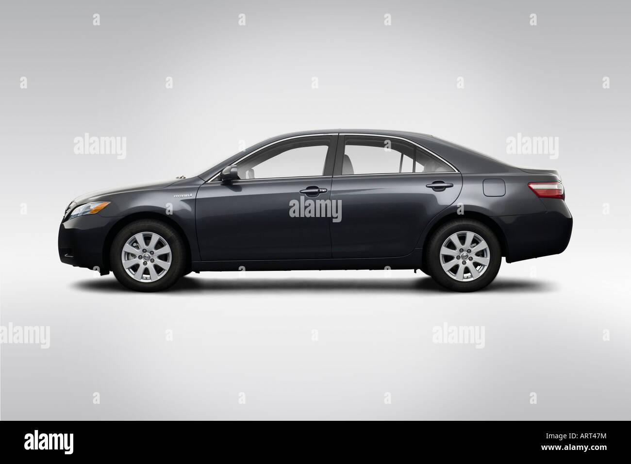 2008 Toyota Camry Hybrid in Gray - Drivers Side Profile Stock Photo